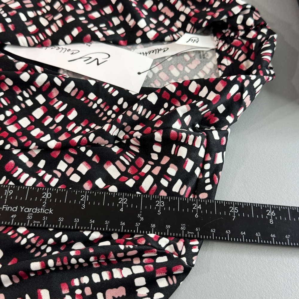 NY Collection Petite Black Geometric Print Open Front Cardigan Sweater Set New - Picture 12 of 13